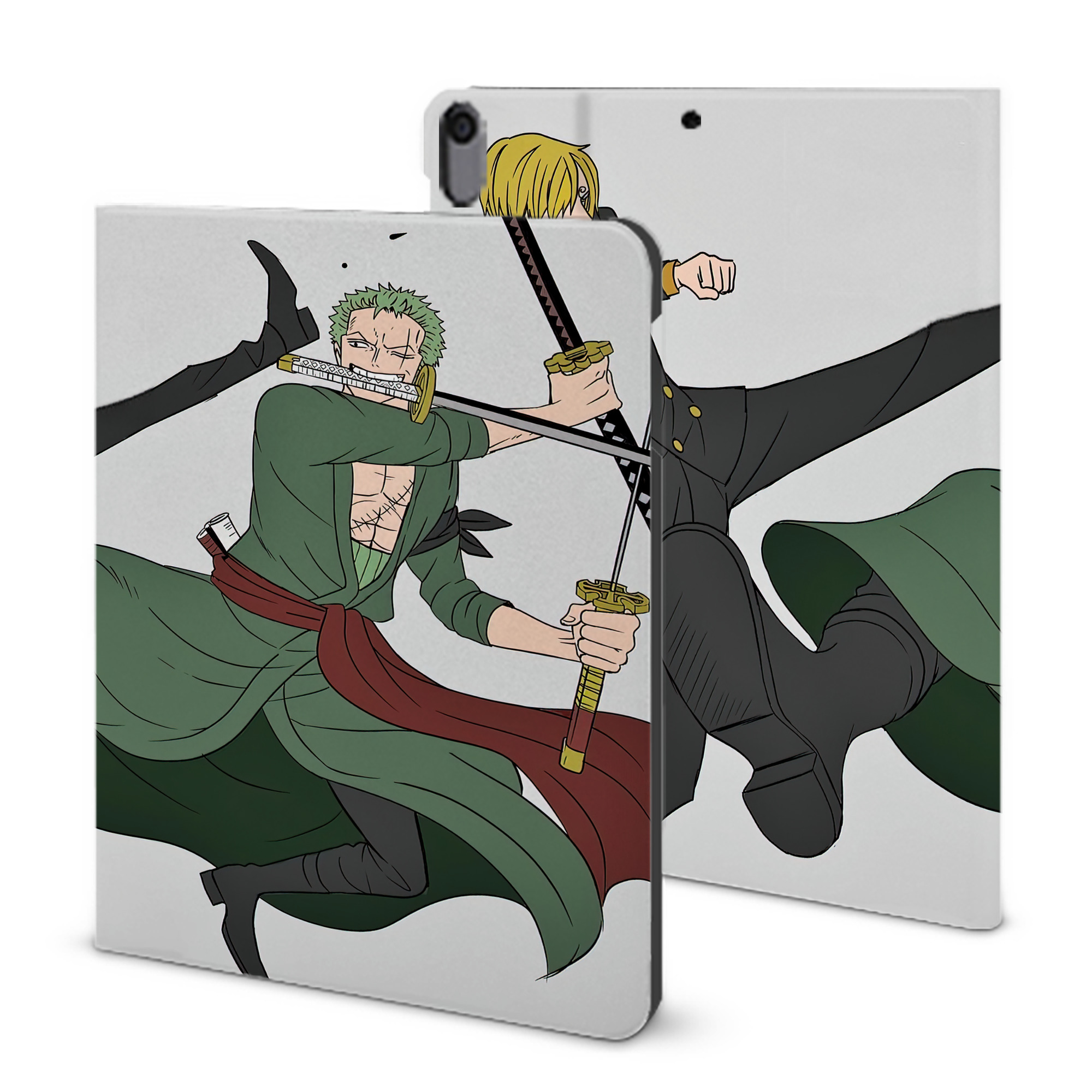ワンピース ONE PIECE IPad ケース ブック型 PUレザー TPU 耐衝撃 軽量 薄型 ペン収納なし 全面保護 IPad 各モデル対応